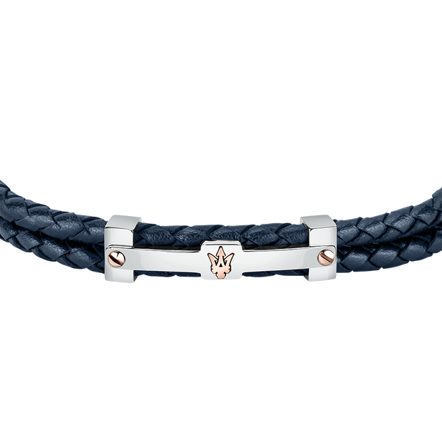 Men Recycled Leather Blue Bracelet