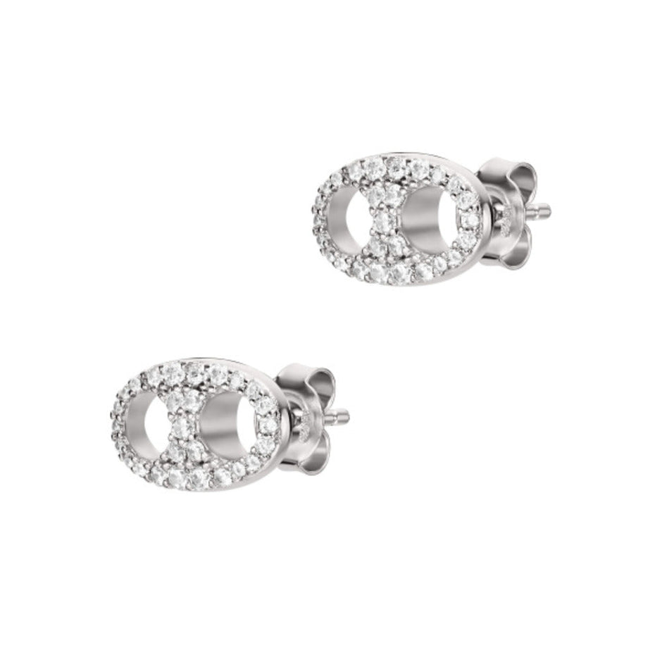 Women Eagle Logo Silver Earrings