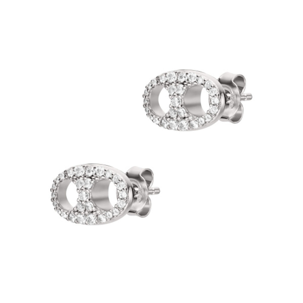 Women Eagle Logo Silver Earrings