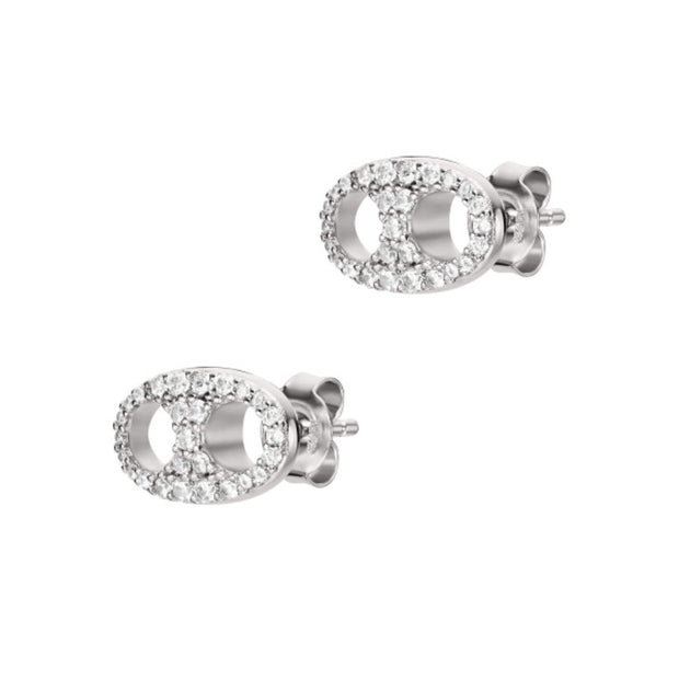 Women Eagle Logo Silver Earrings