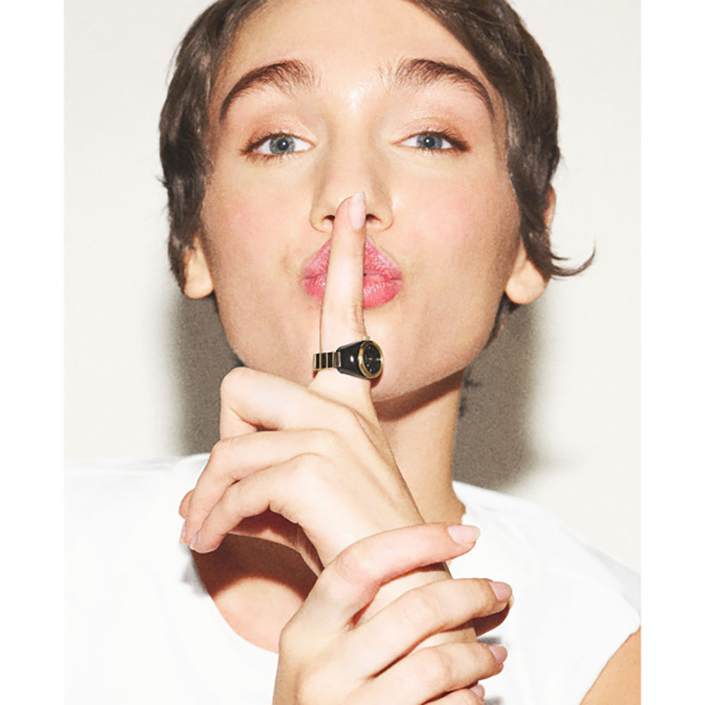 Women Black Ring Watch