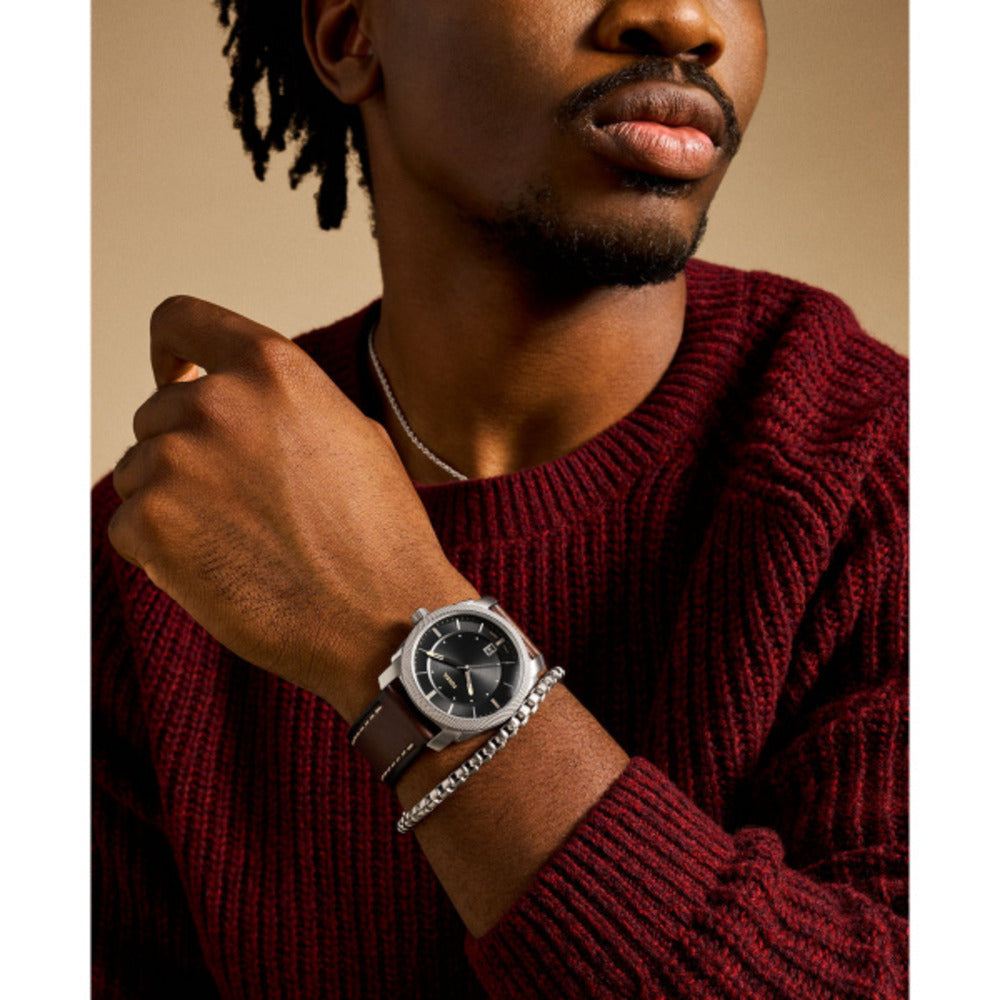 ساعة ماشين بنية رجالية مقاس