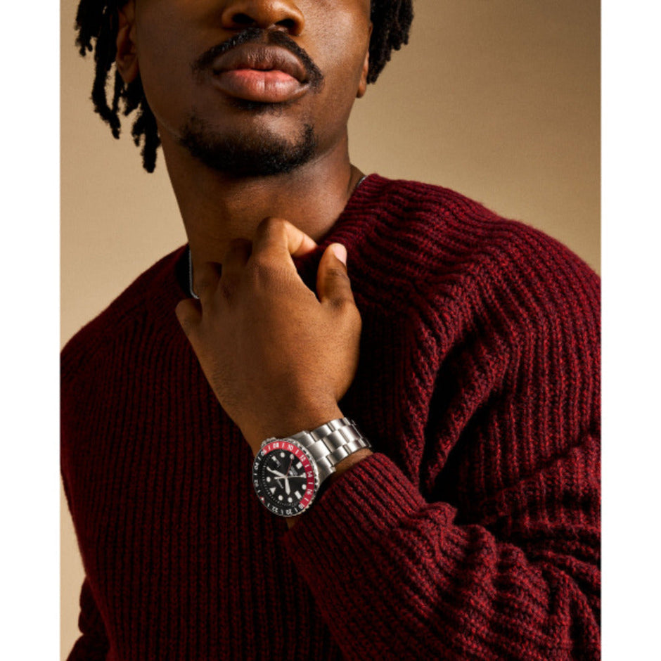 ساعة فوسيل زرقاء/فضية رجالية مقاس