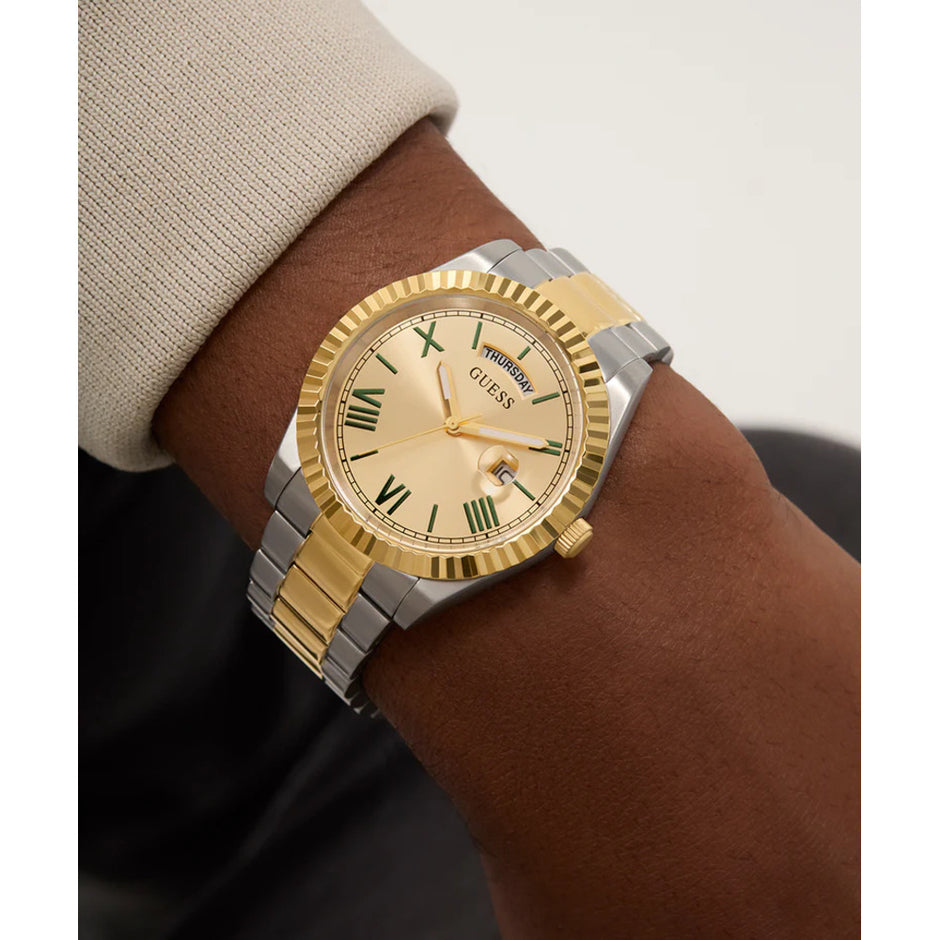 Men Guess Dress Two Tone Watch