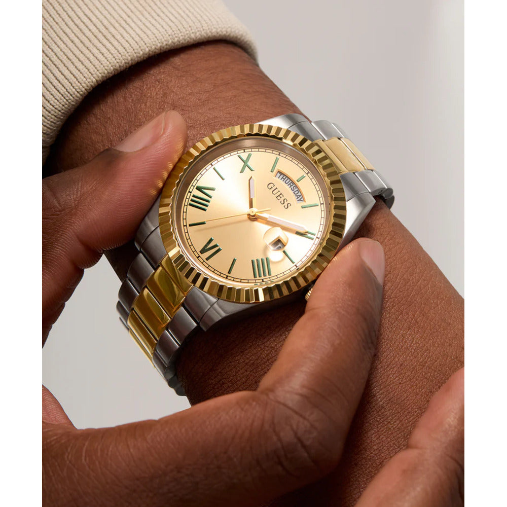 Men Guess Dress Two Tone Watch