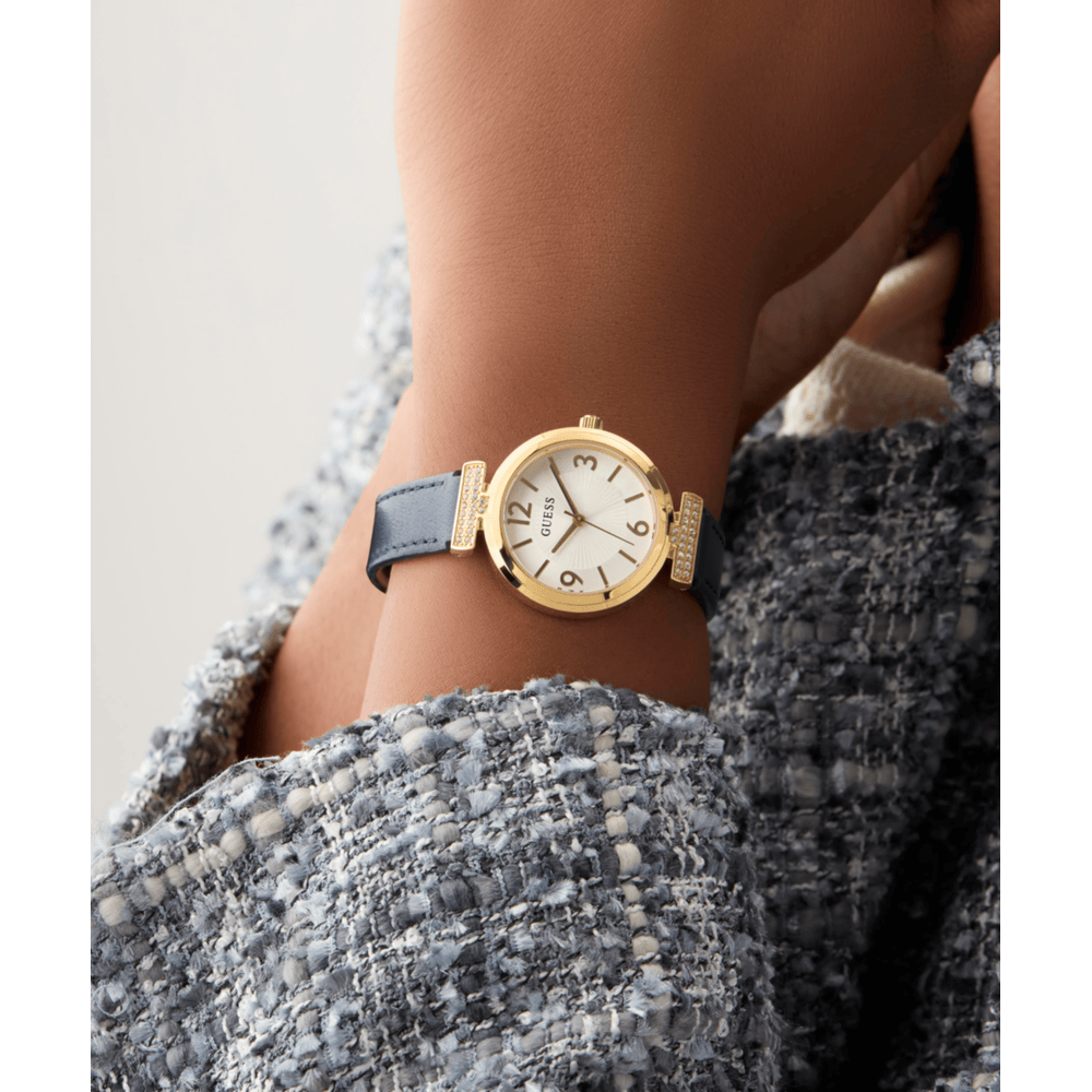 Women Guess Bejeweled Blue Watch