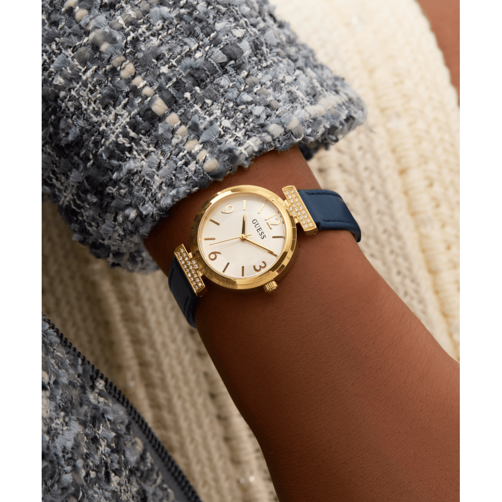 Women Guess Bejeweled Blue Watch