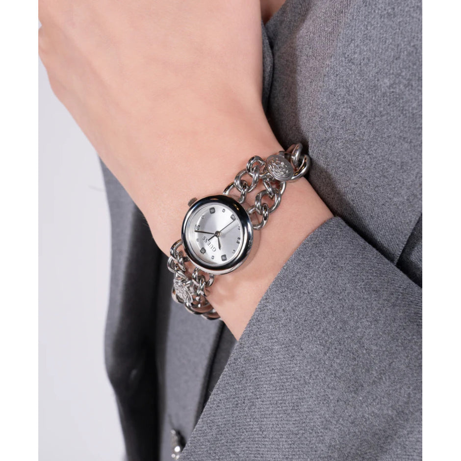 Women Guess Bejeweled Silver Watch