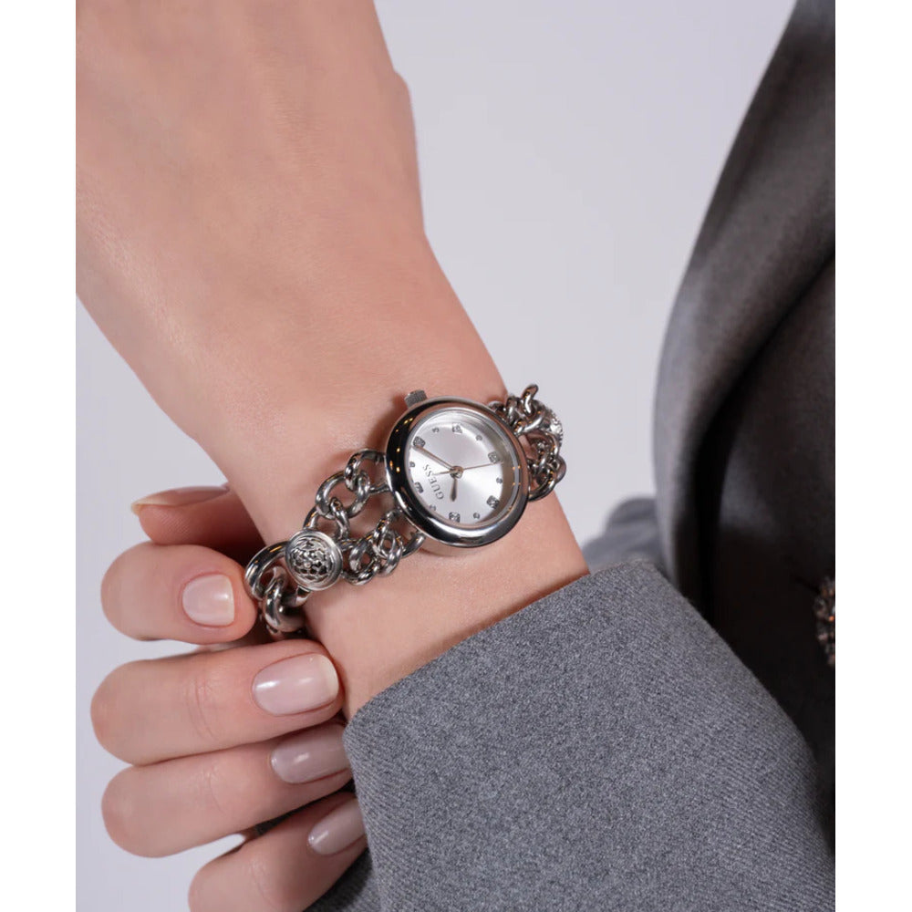 Women Guess Bejeweled Silver Watch