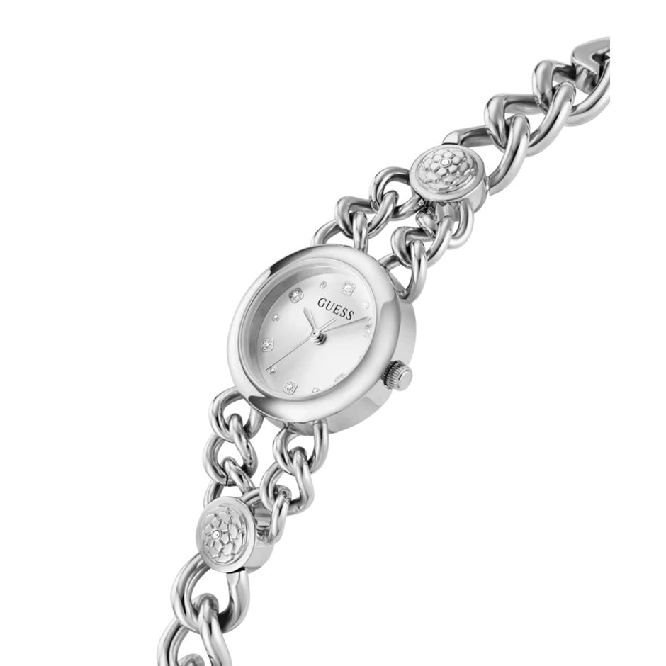 Women Guess Bejeweled Silver Watch