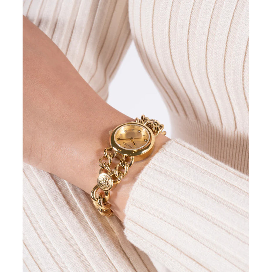 Women Guess Bejeweled Gold Watch