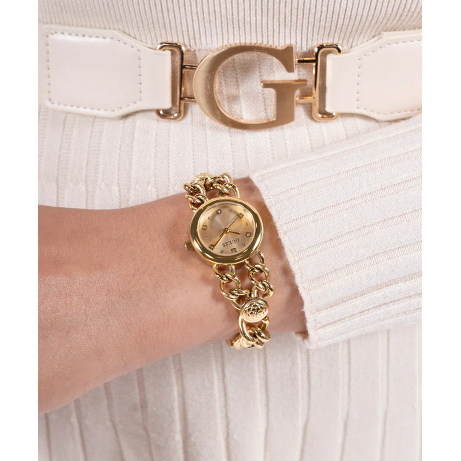 Women Guess Bejeweled Gold Watch