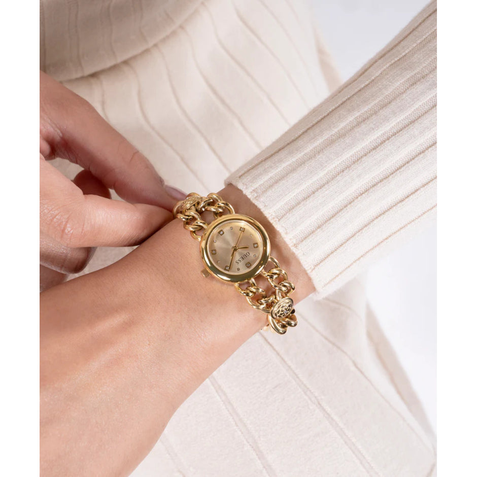 Women Guess Bejeweled Gold Watch