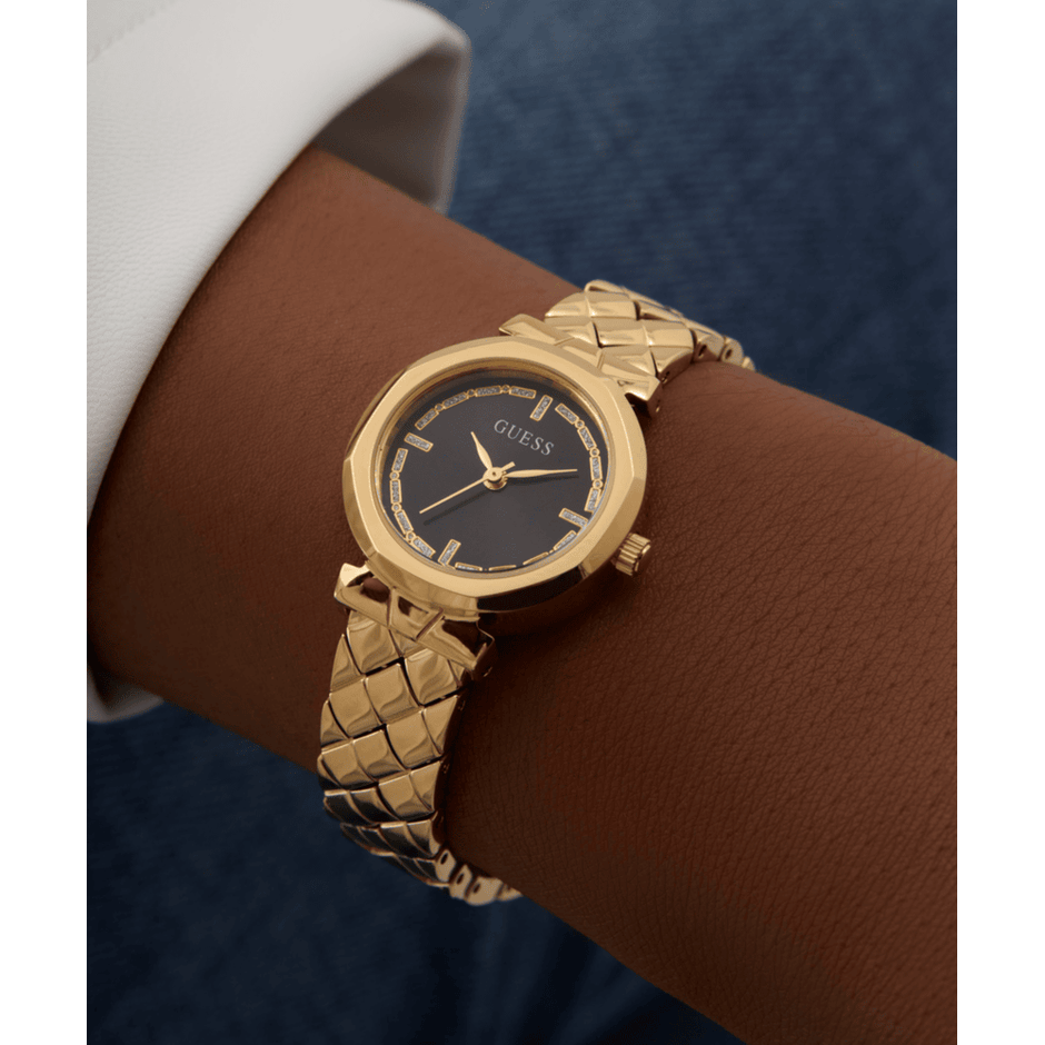 Women Guess Bejeweled Gold Watch