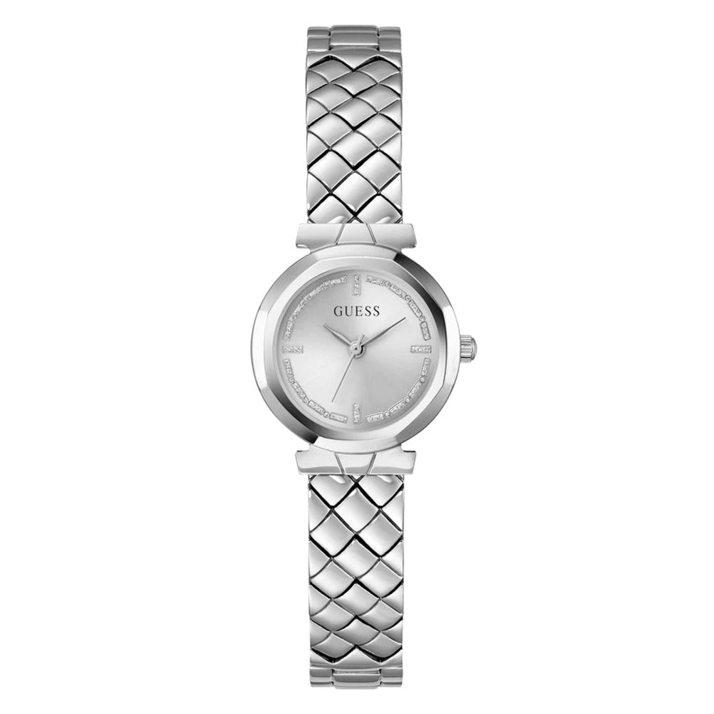 Women Guess Bejeweled Silver Watch