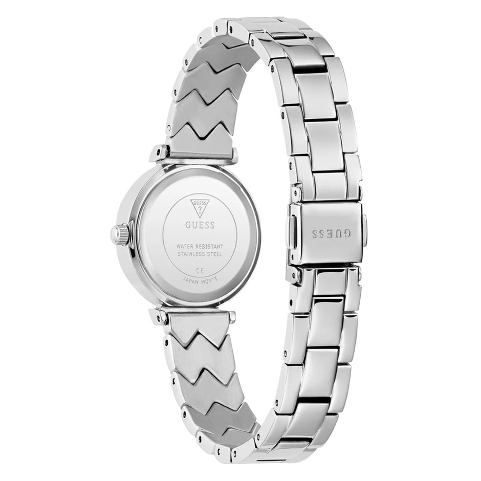 Women Guess Bejeweled Silver Watch