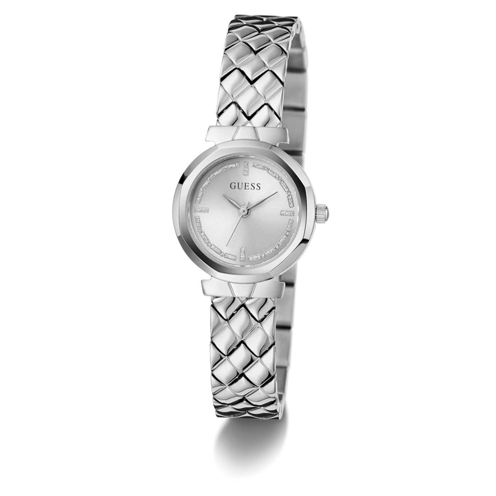 Women Guess Bejeweled Silver Watch