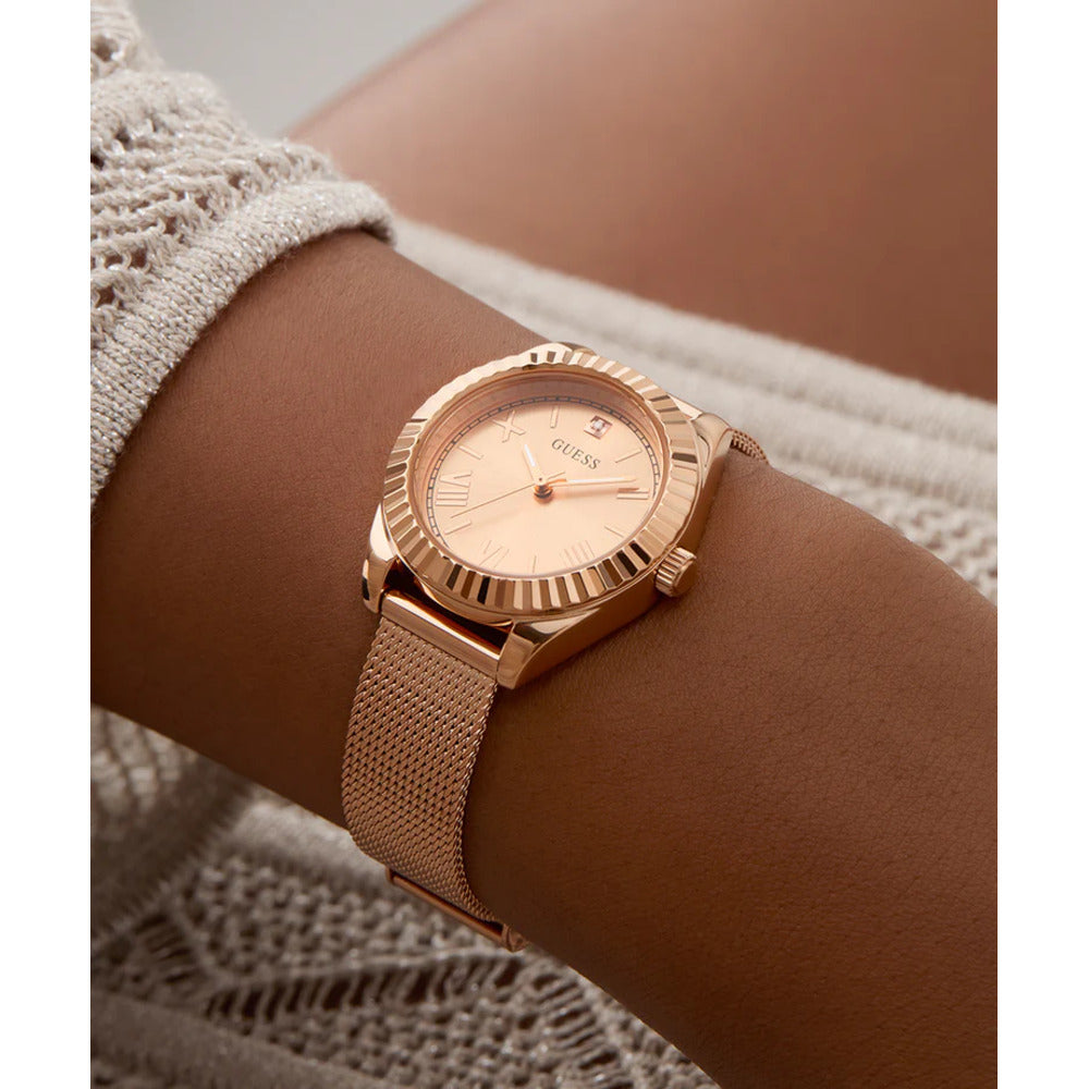 Women Guess Dress Rose Gold Watch