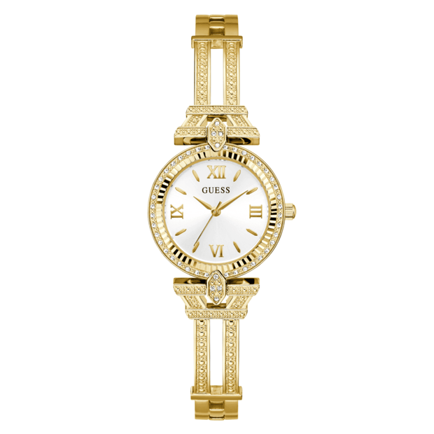 Women Guess Bejeweled Gold Watch