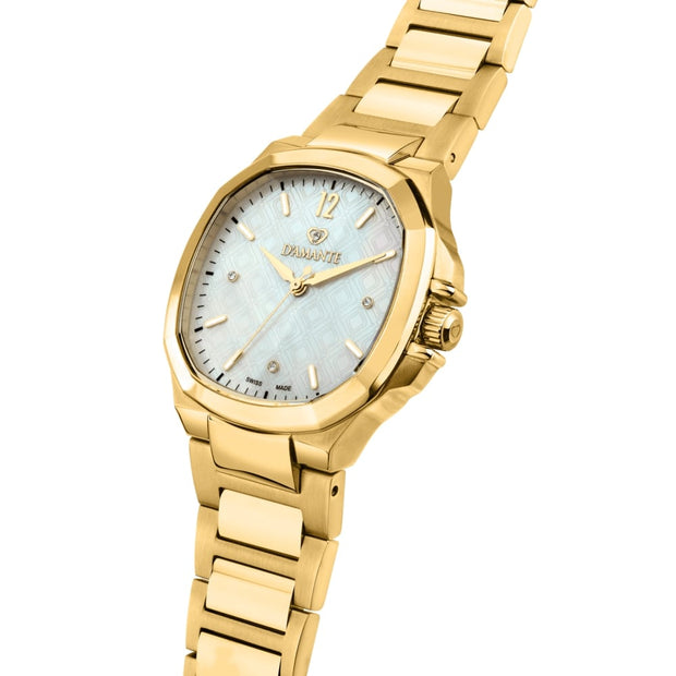 Women Faceted Gold Watch