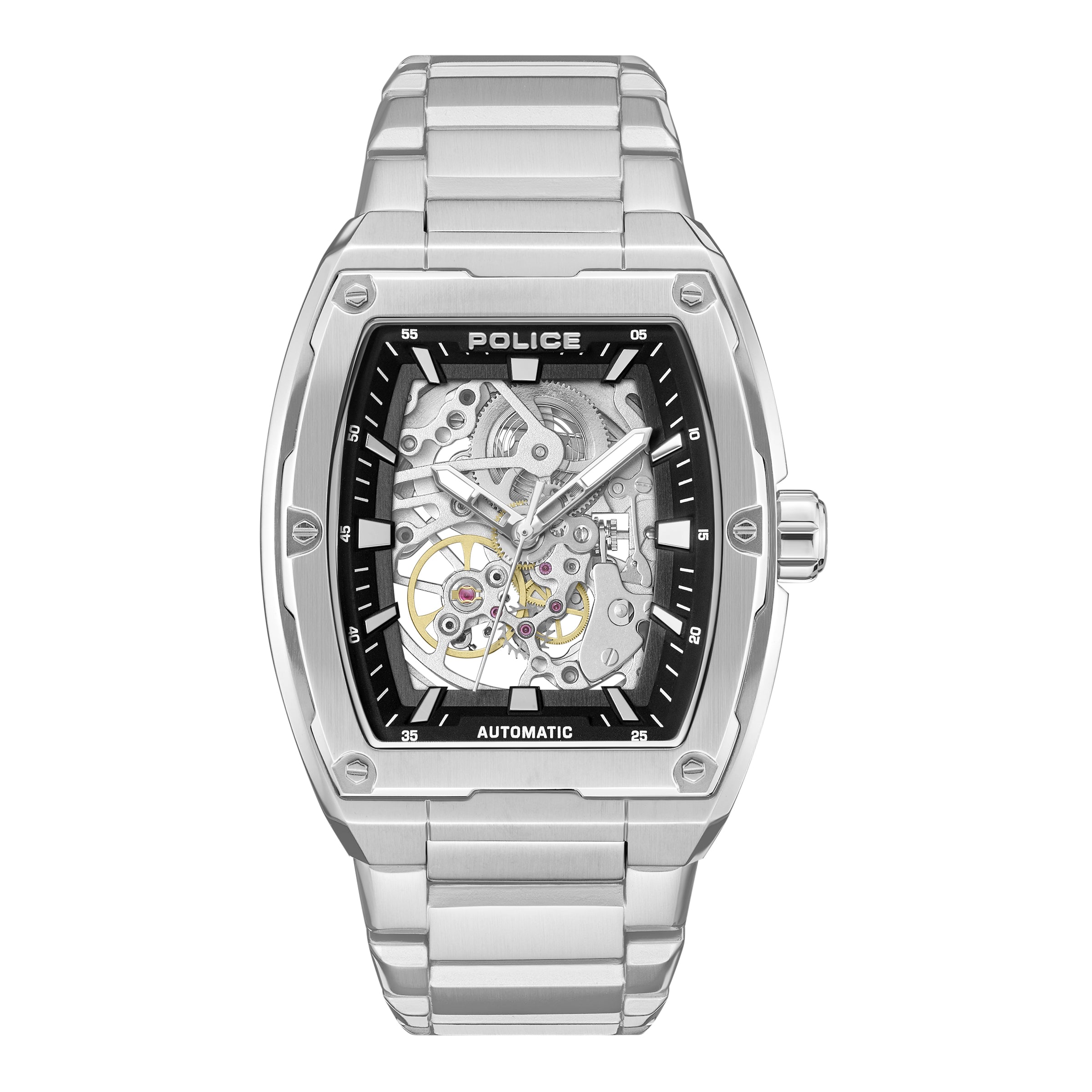 Men Skeletor Silver Watch