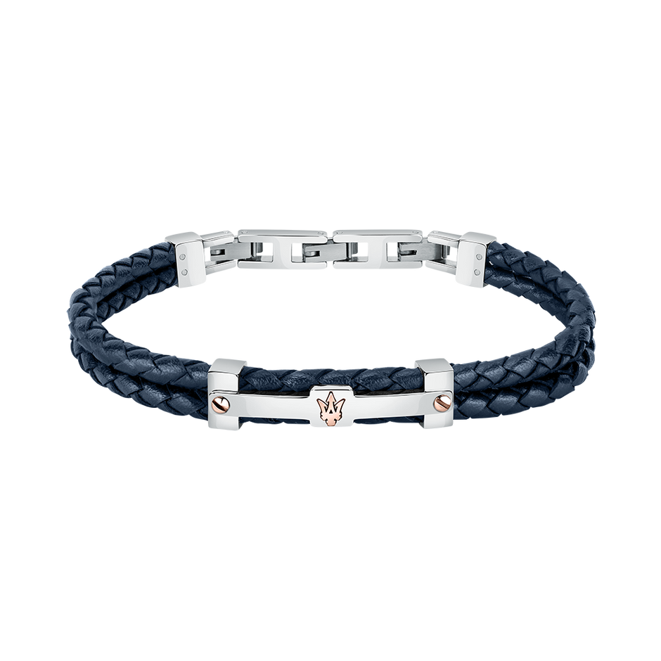 Men Recycled Leather Blue Bracelet