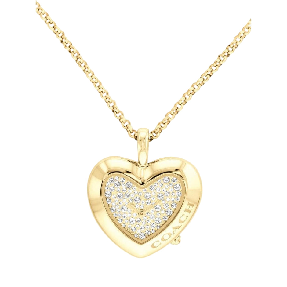 Women Gold Heart Necklace Watch