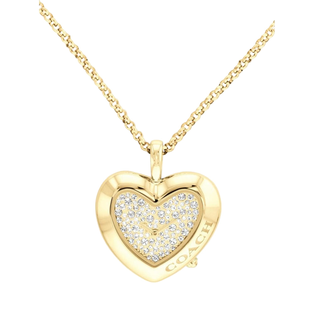 Women Gold Heart Necklace Watch