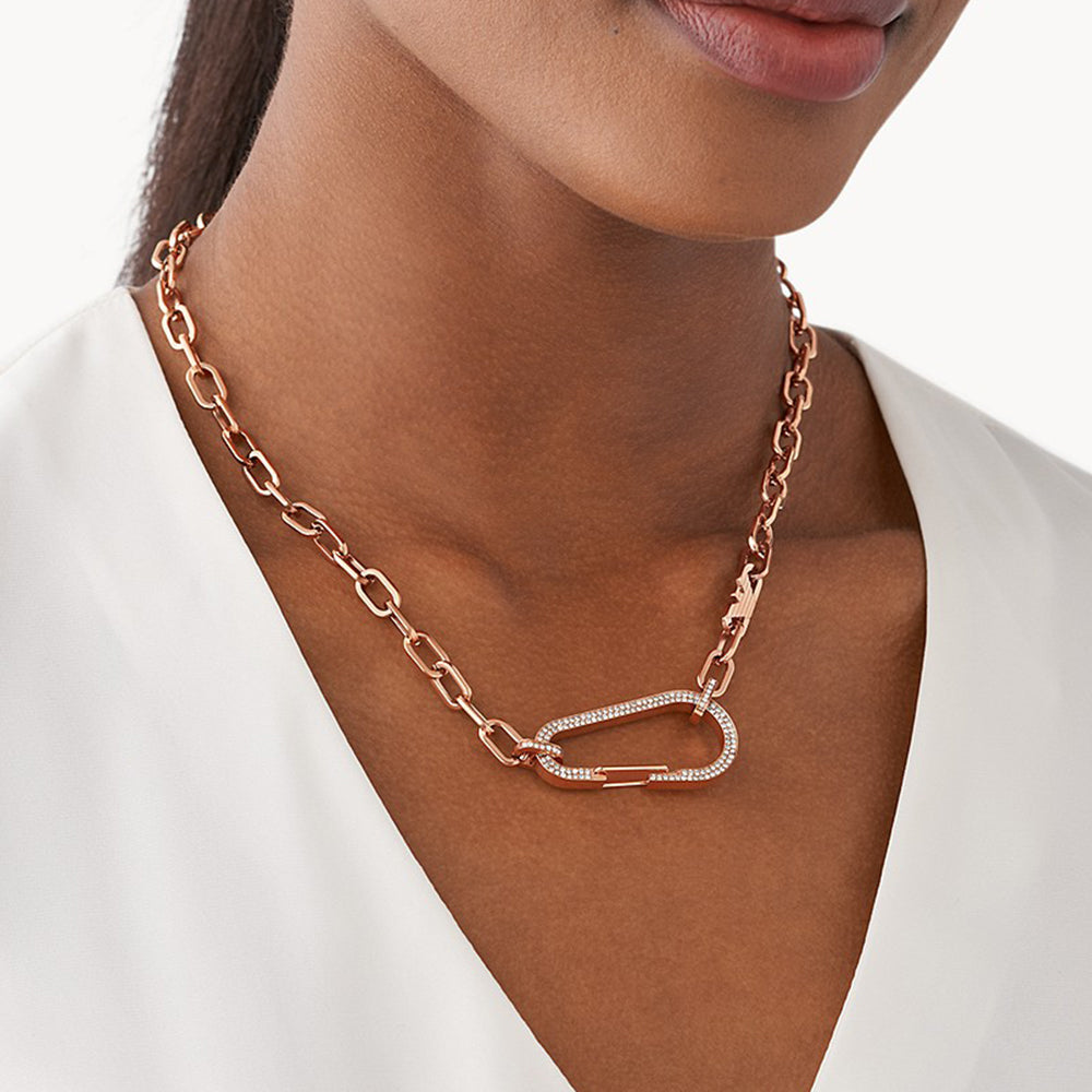 Women Stainless Steel Rose Gold Necklace