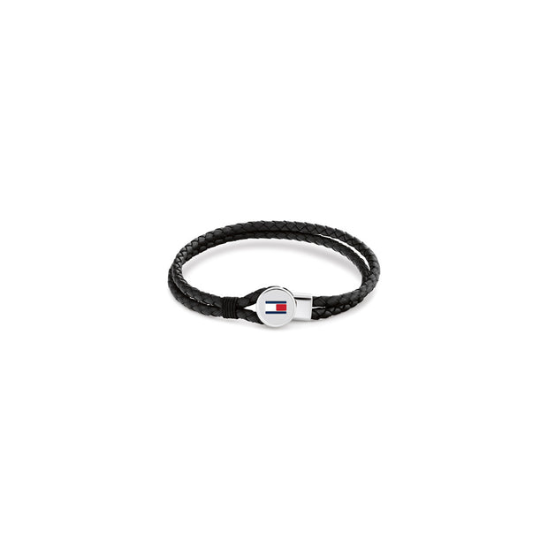 Men Bruce Leather large Silver Bracelet