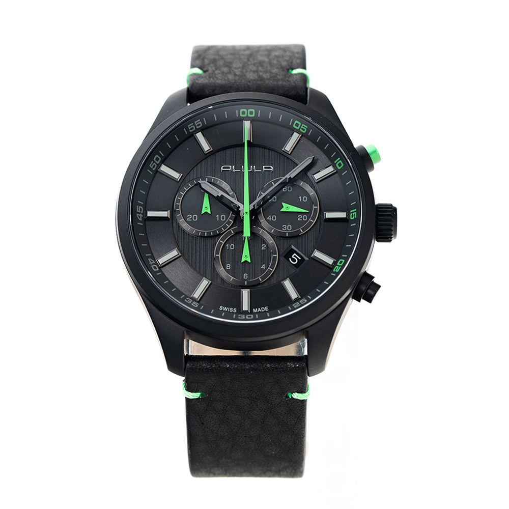 Men Black/Green Fabric 43mm Watch