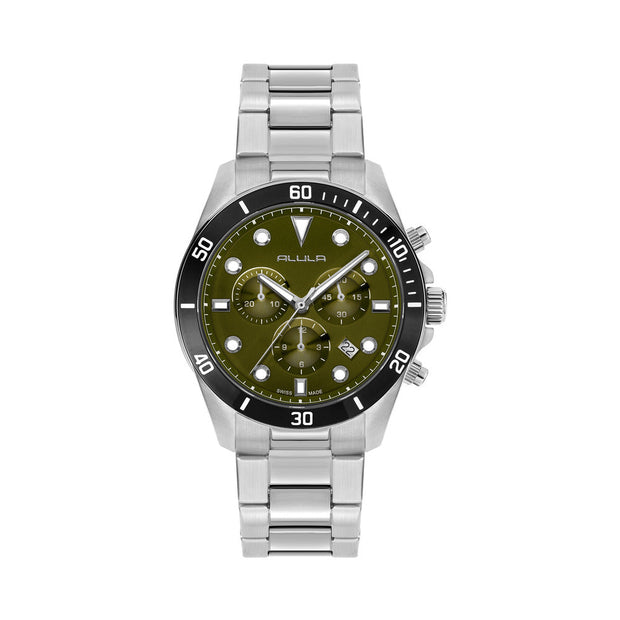 Men Green Stainless Steel Watch