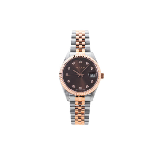 Women Brown 32mm Sillver/Rose Gold Watch