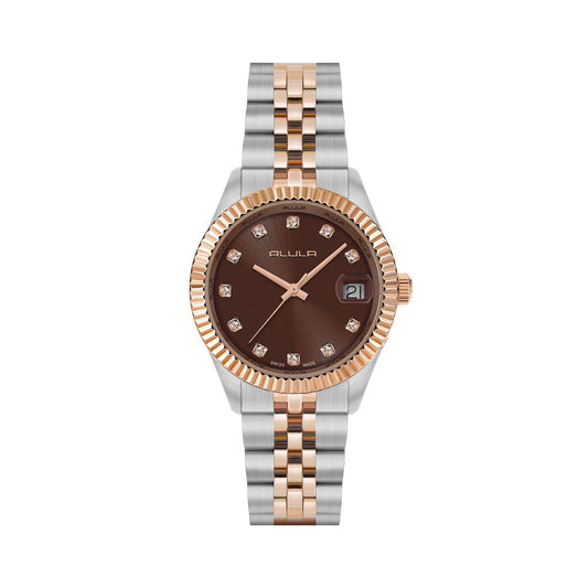 Women Brown 32mm Sillver/Rose Gold Watch