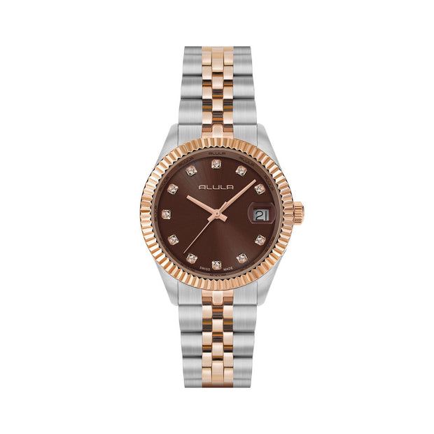 Women Brown Sillver/Rose Gold Watch