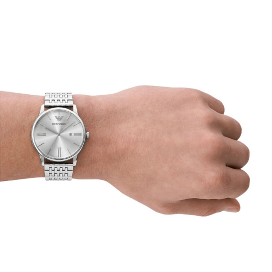 Men Minimalist Silver Watch