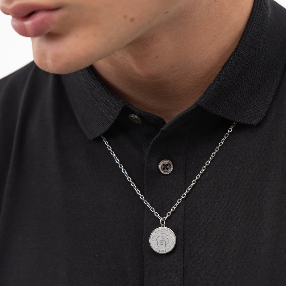 Men Double B Coin Necklace