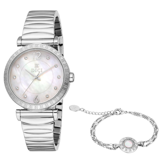 Women Valentines White Watch Set