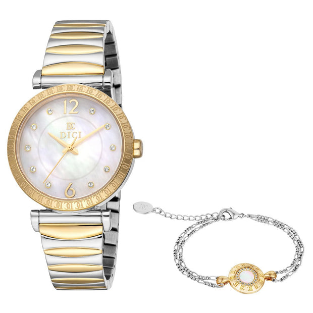 Women Valentines White Watch Set