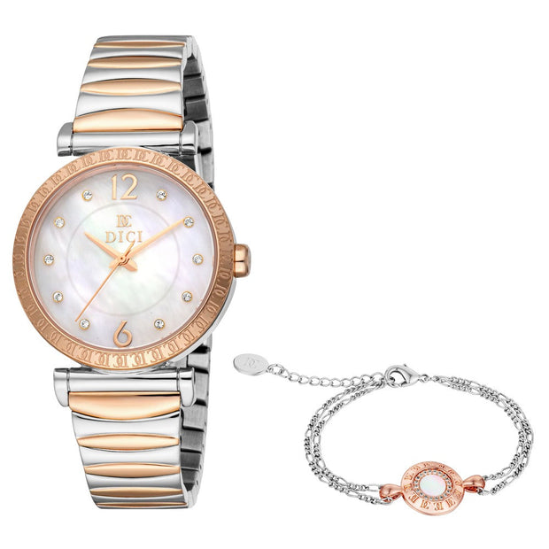 Women Valentines White Watch Set
