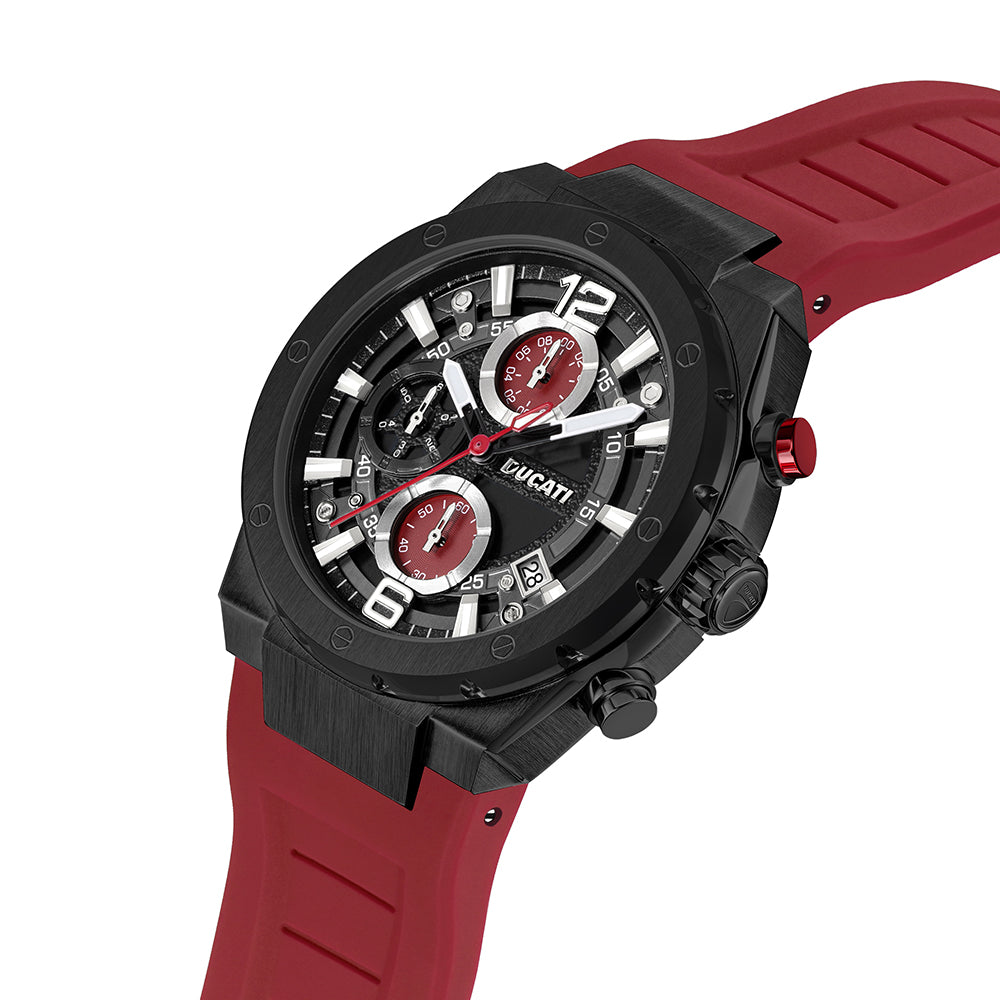 Ducati Dt003 Black Dial Black Case Red Strap