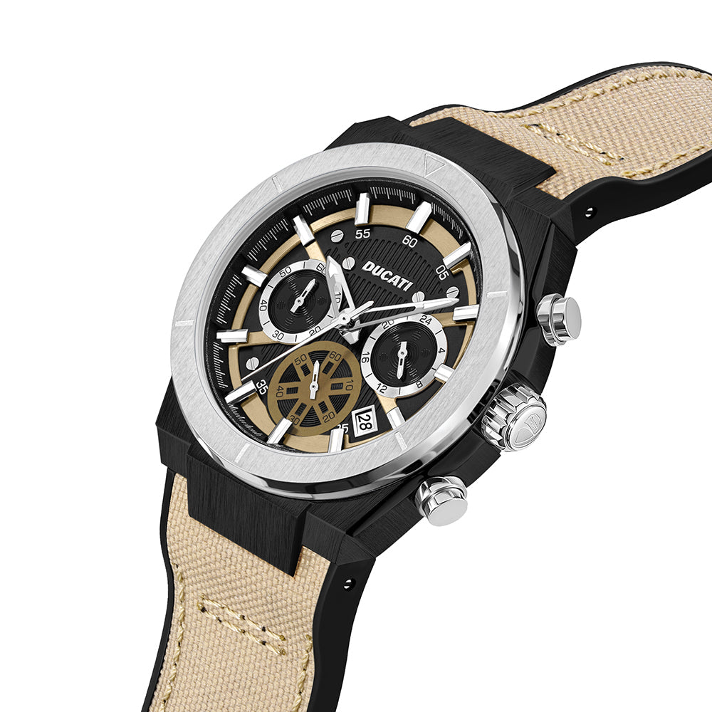 Ducati Dt004 Beige Dial Black Case Beige Strap