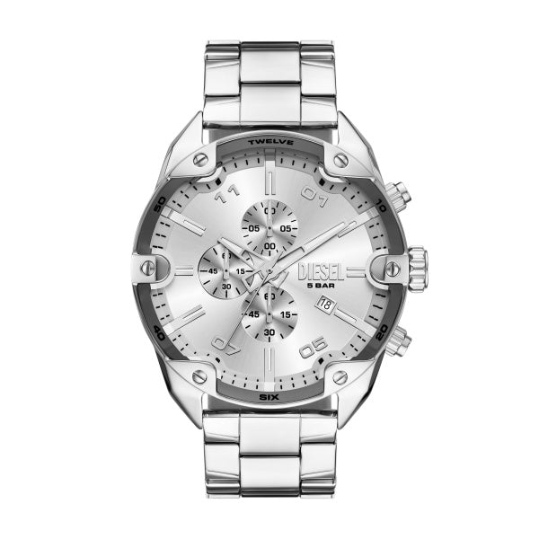 Men Spiked Silver Watch