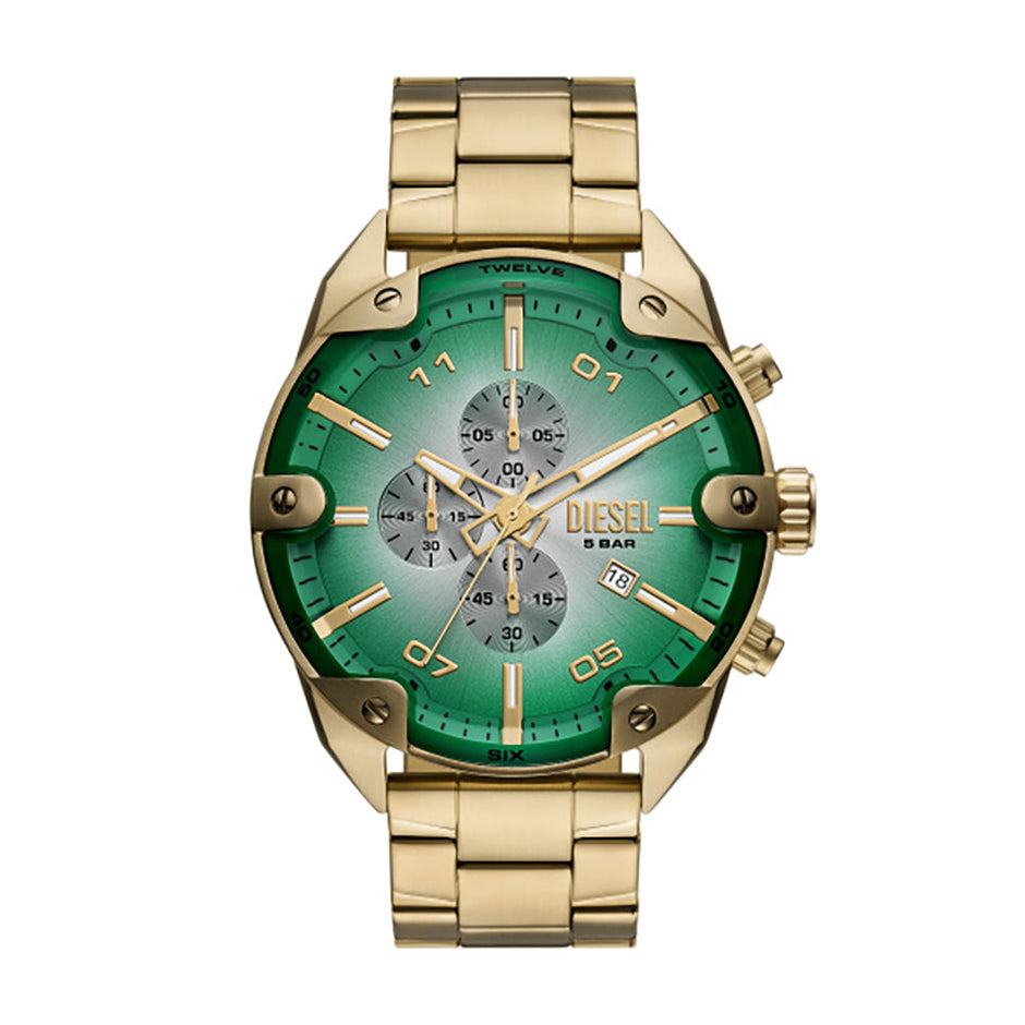 Men Spiked Gold 49mm Watch