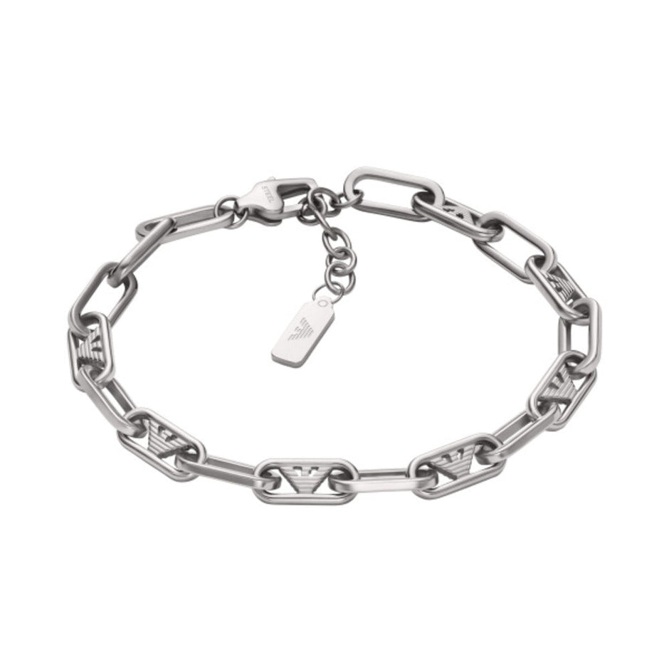 Men Eagle Logo Silver Bracelet