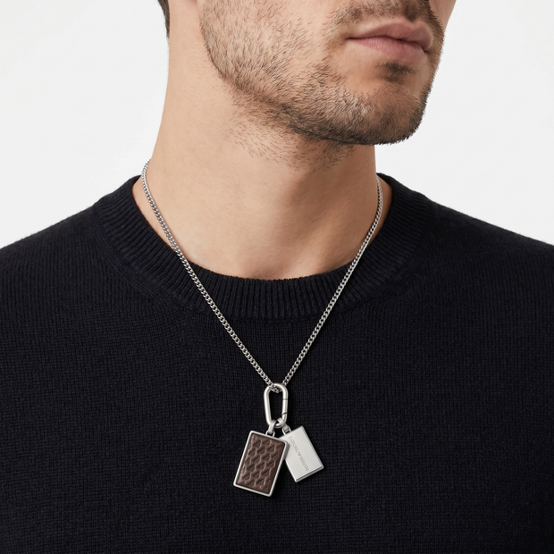 Men Eagle Logo Brown Necklace