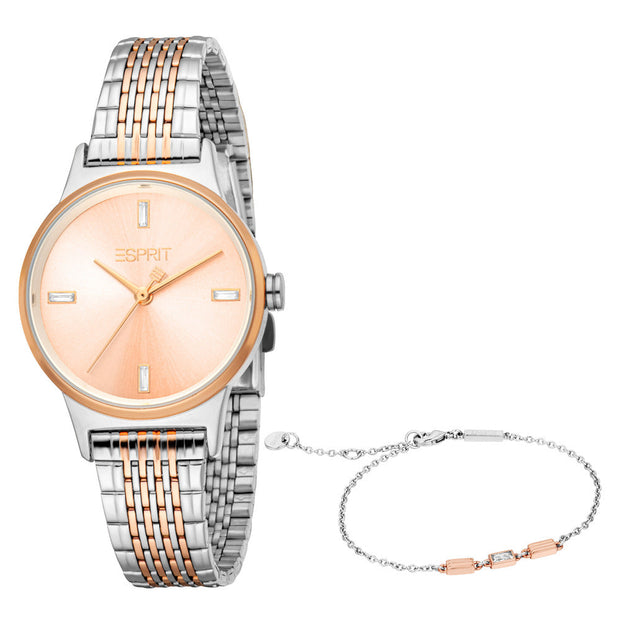 Women Violet Two Tone Watch Set