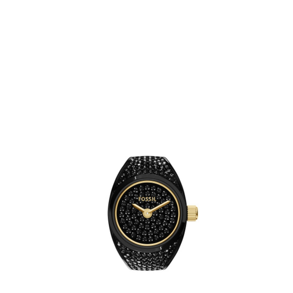 Women Black Ring Watch