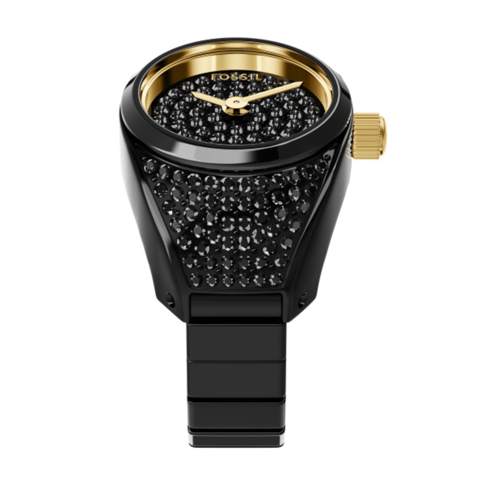 Women Black Ring Watch