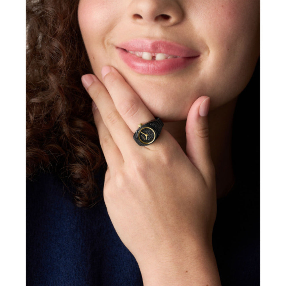 Women Black Ring Watch